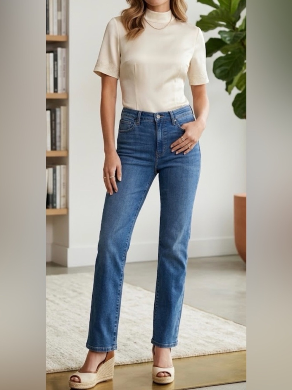 Frame Denim Women’s Straight-Leg Jeans in Medium Blue